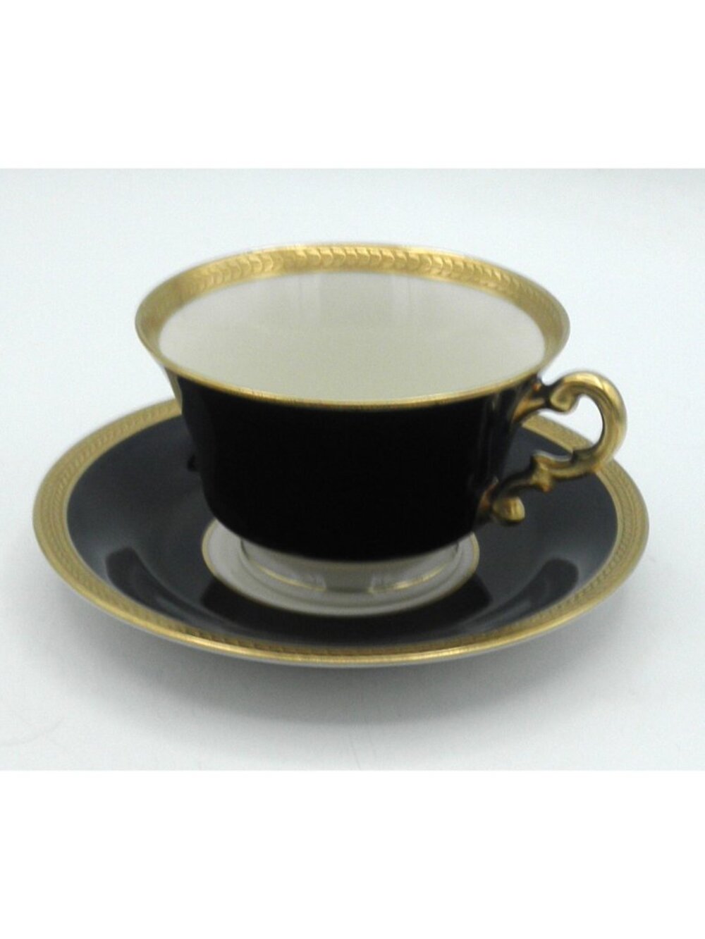 Diane Cobalt Blue Band by Syracuse Footed Cup & Saucer Set of 4 Pattern SY DIACB - Picture 13 of 13